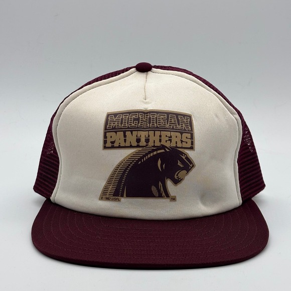 AJD Other - Vintage 1982 Michigan Panthers USFL AJD Trucker Hat Made USA Large Snapback